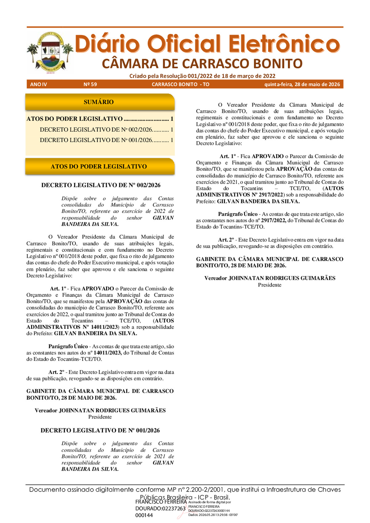 Diário Oficial N° 059