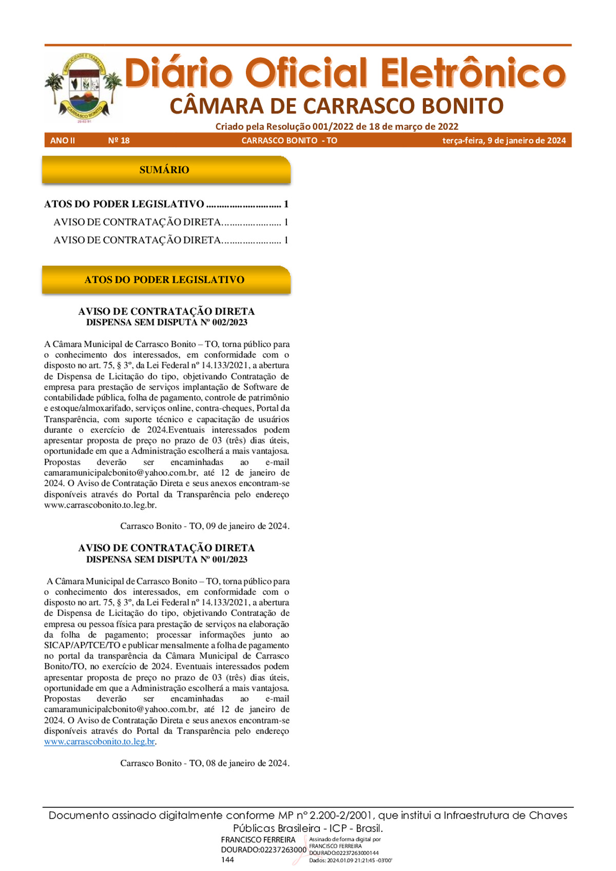 Diário Oficial - Edição 018